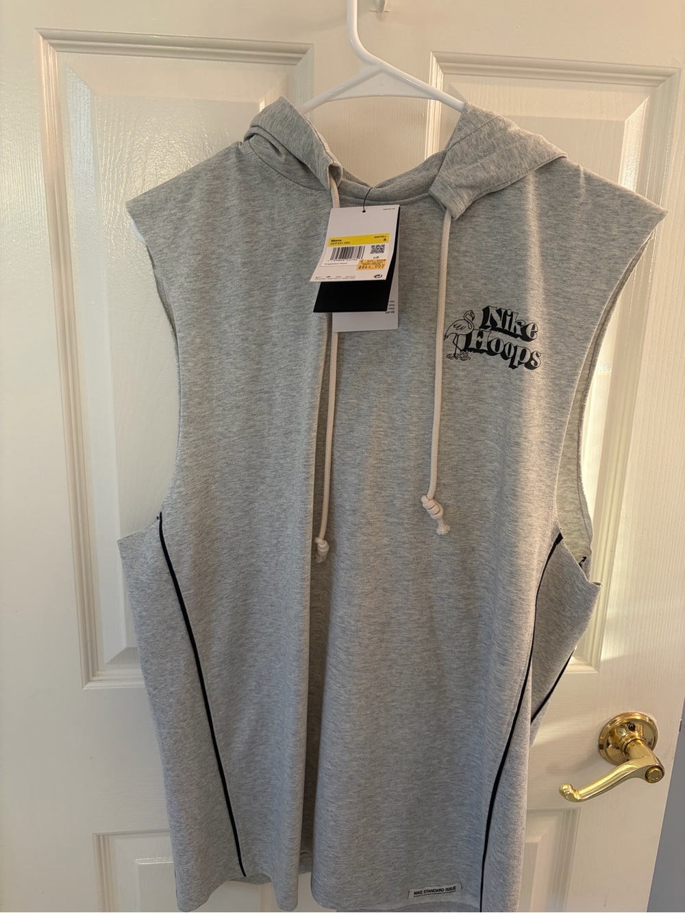 Nike Gray Sleeveless Hooded Vest with Black Logo Accent